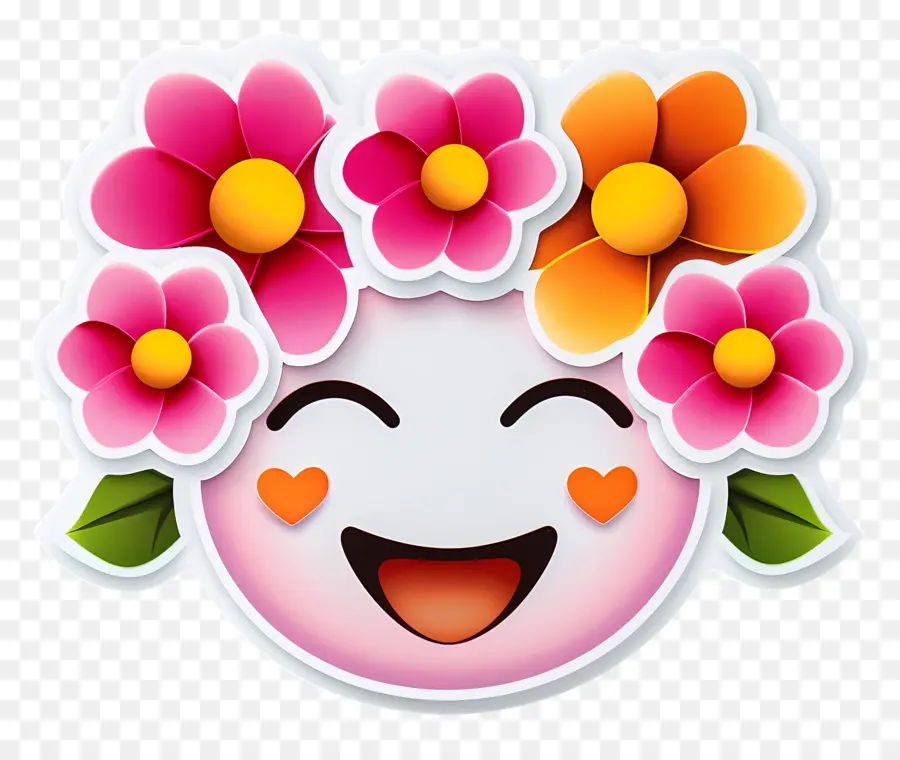 Flor，Emoji Sonriente Con Flores PNG