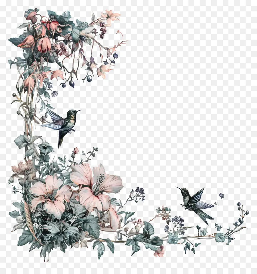 Marco Floral，Aves PNG