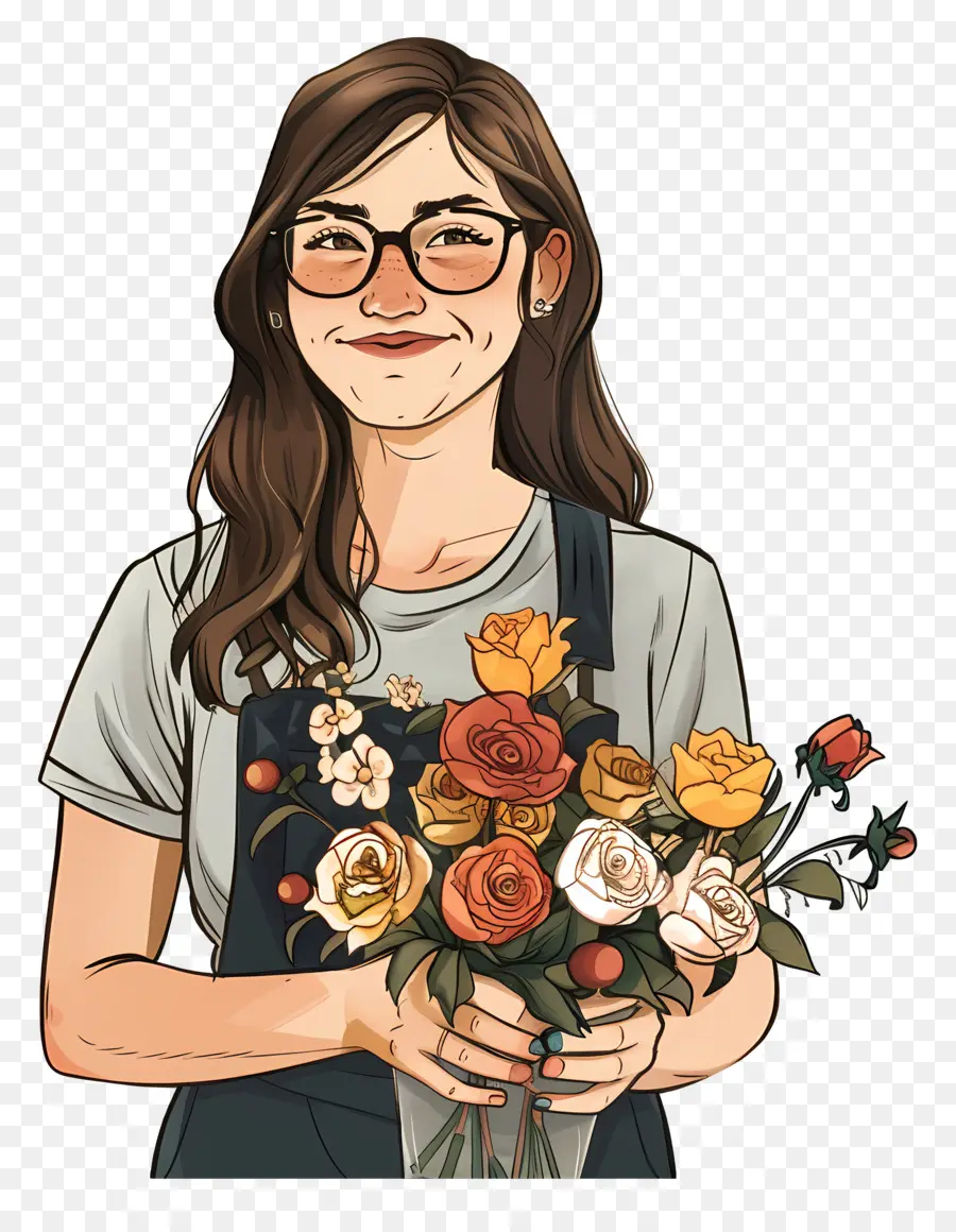 Mujer Con Flores，Mujer PNG