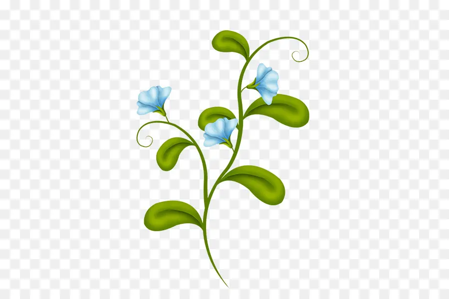 Flores Azuis，Folhas Verdes PNG