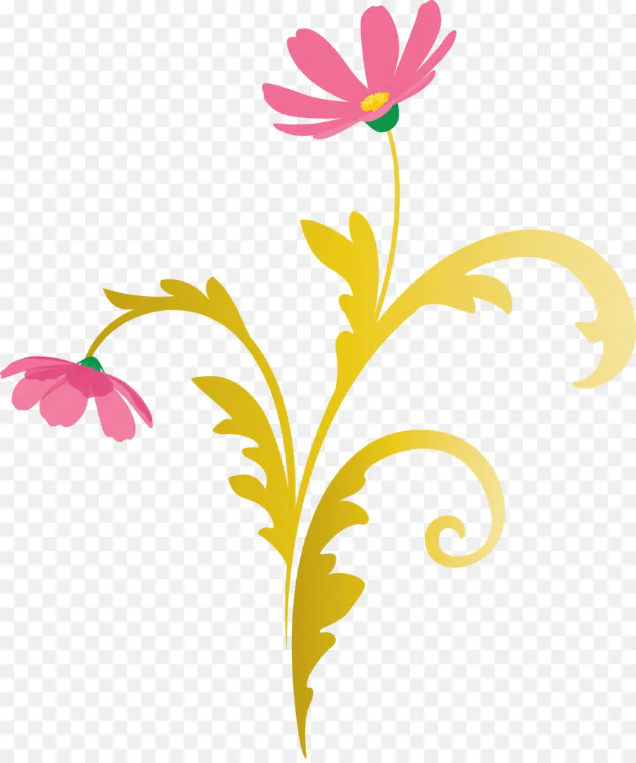 Flores Rosa，Folhas Verdes PNG