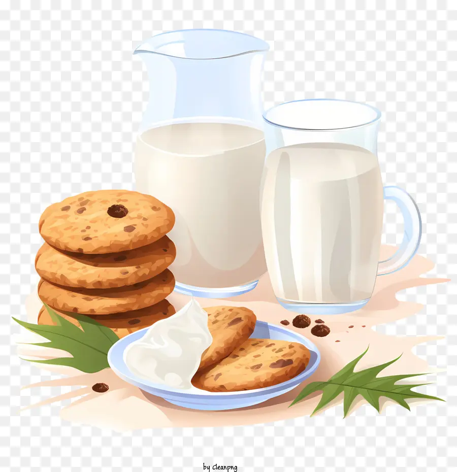 Biscoitos E Leite，Lanche PNG