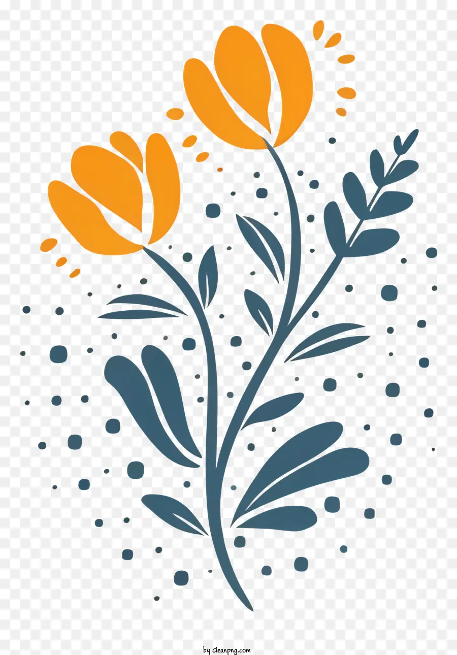 Desenho Floral，Flores Laranja PNG