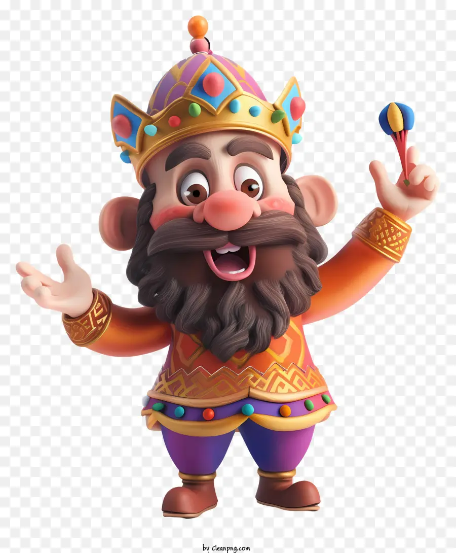 Purim，Rei Feliz Em Roupa Colorida PNG