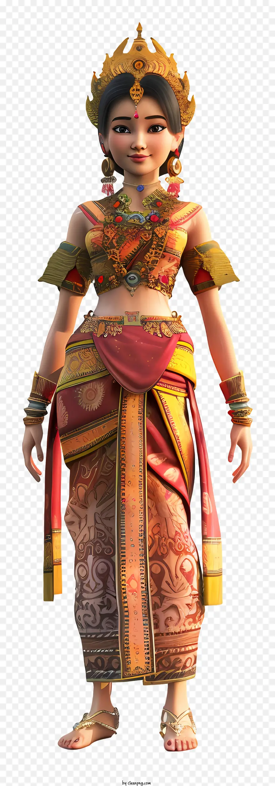 Desenho De Mulher Cambojana，Vestido Tradicional PNG