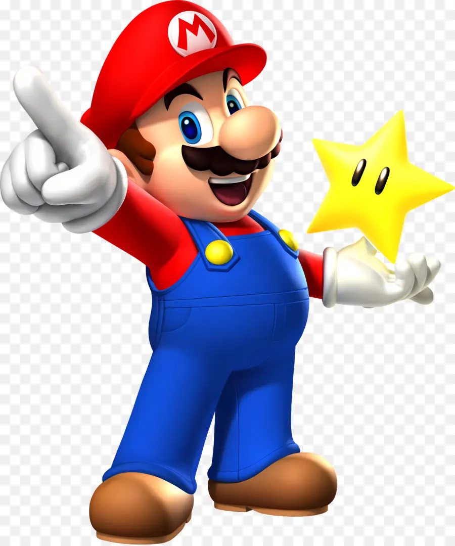 Luigi Mário，Personagem De Desenho Animado Com Estrela PNG