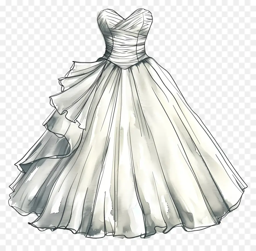 Vestido De Noiva Com Decote Em Coração，Vestido Branco PNG