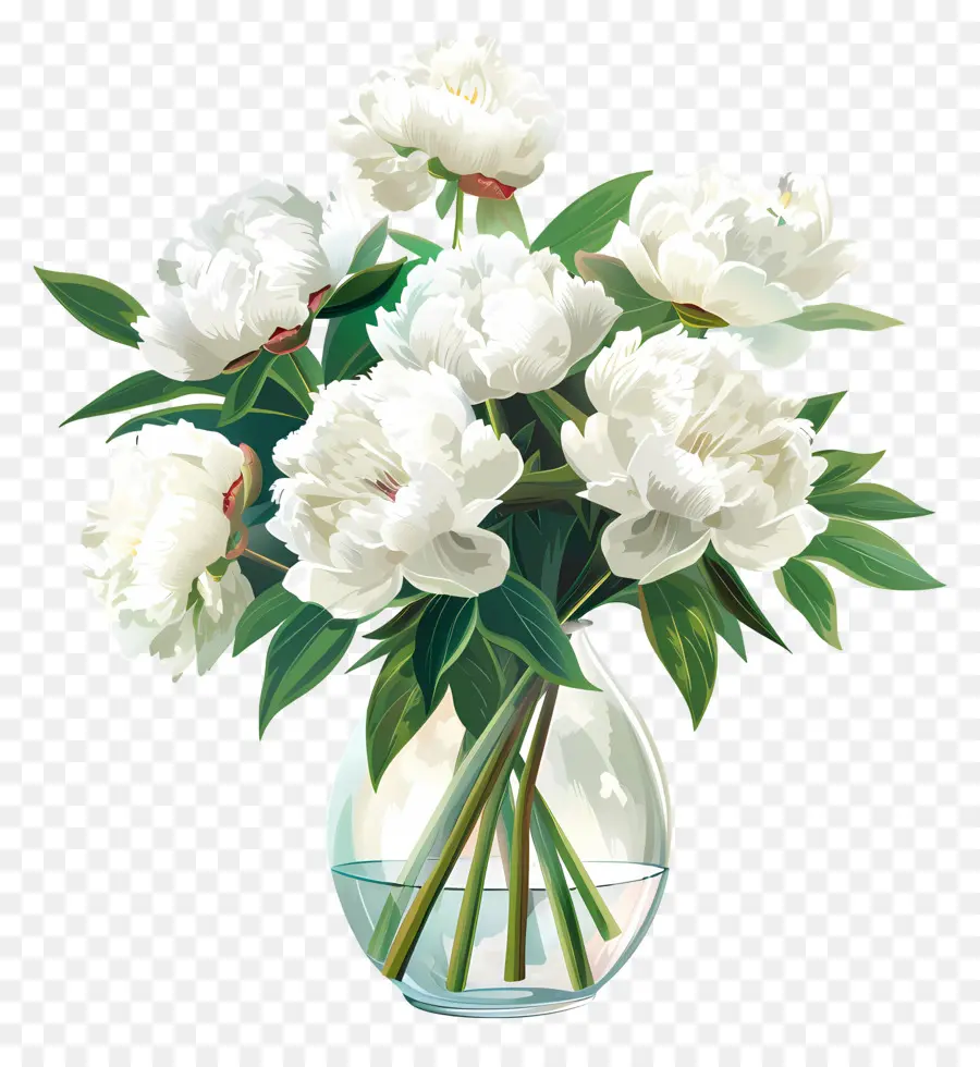 Peônias Brancas，Flores Brancas Em Vaso PNG