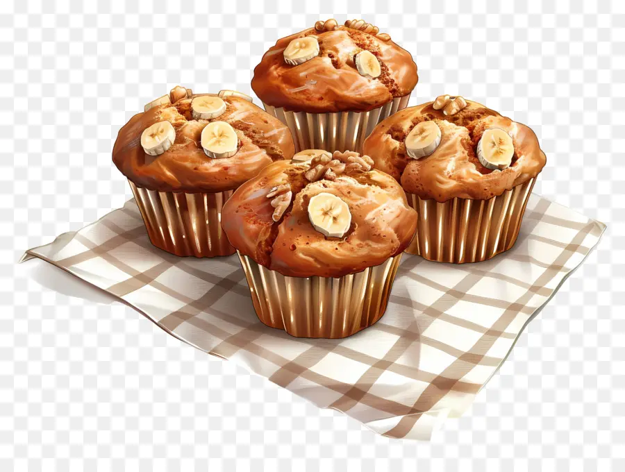 Muffins De Banana Noz，Muffins PNG