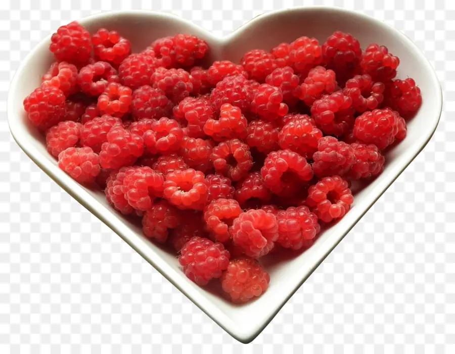 Semangkuk Raspberry Berbentuk Hati，Raspberry PNG