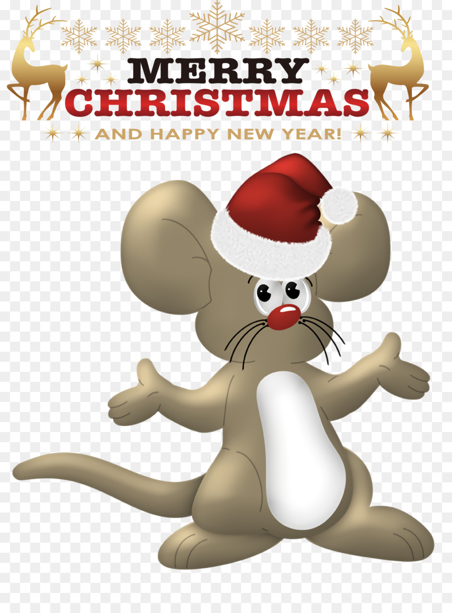 Tikus Natal，Topi Santa PNG