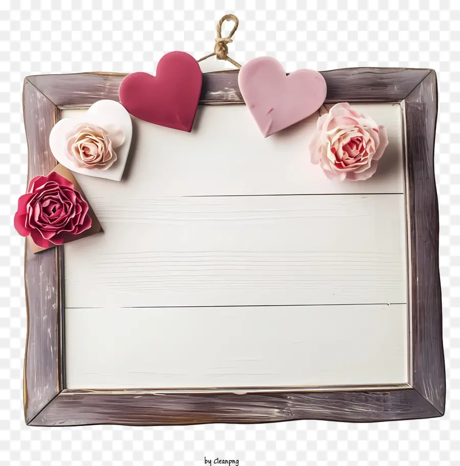 Papan Tanda Valentine Pastel，Bingkai Hati PNG