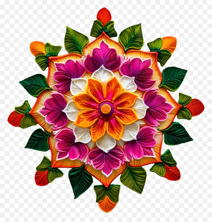 Rangoli Bunga Diwali，Mandala Berwarna Warni PNG