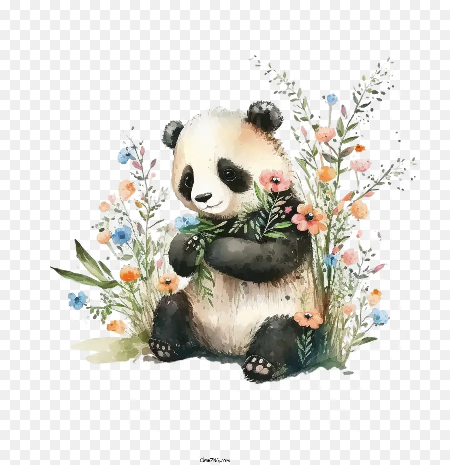 Suluboya Panda，Sevimli Panda PNG