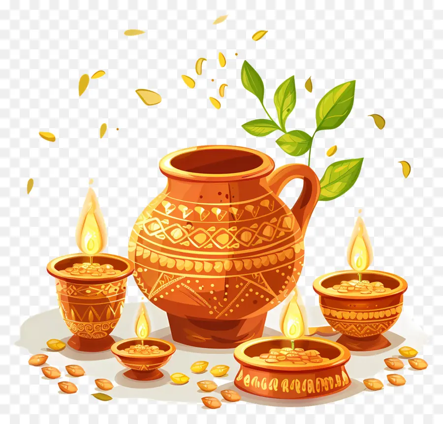 Dhanteras Kalash，หม้อแบบดั้งเดิม PNG