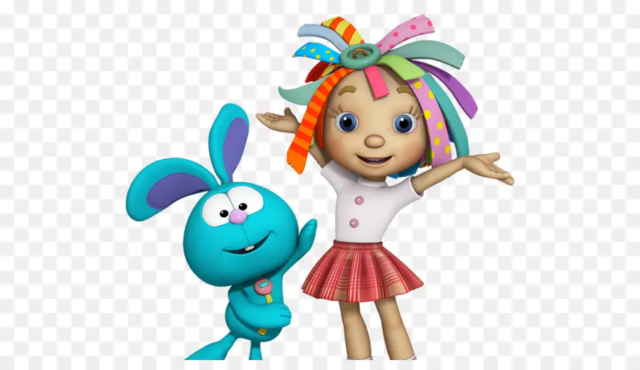 Blue Bunny And Girl With Ribbons，กระต่ายสีน้ำเงิน PNG