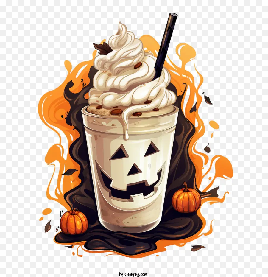 Halloween Milkshake，เครื่องดื่มฮาโลวีน PNG