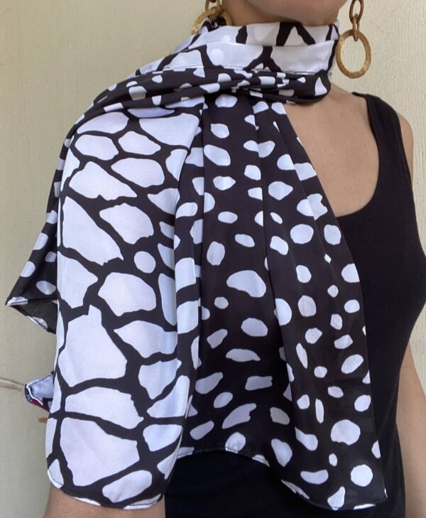 Black and white satin scarf