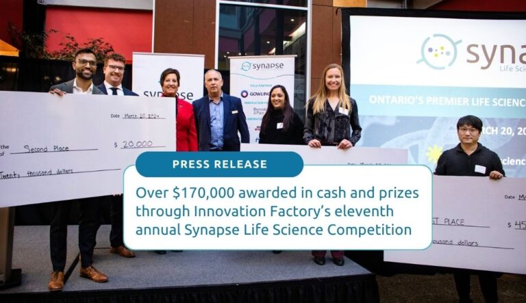 Over $170,000 awarded in cash and prizes through Innovation Factory's 11th annual Synapse Life Science Competition