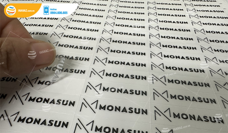 Mẫu tem decal UV DTF thương hiệu MONASUN