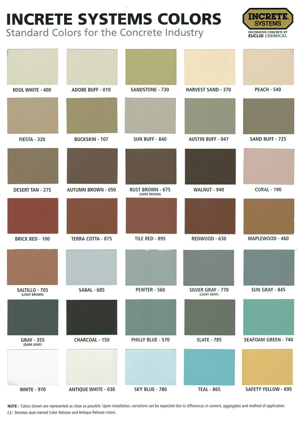 Increte Standard Color Chart | My XXX Hot Girl