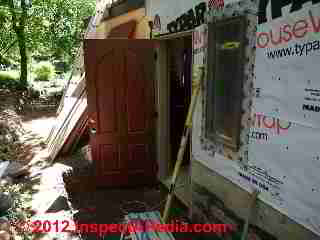 Fiberglass exterior door during installation (C) D Friedman Eric Galow Galow Homes