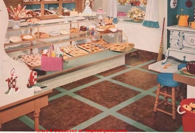 Armstrong linoleum in a 1953 advertisement - at InspectApedia.com