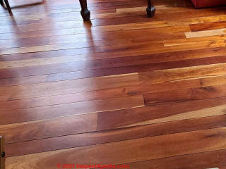 Varigated-cherry-wood-flooring-Amenia (C) Daniel Friedman at InspectApedia.com