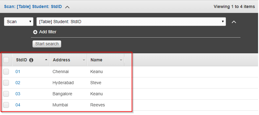 Creating a table and inserting contents