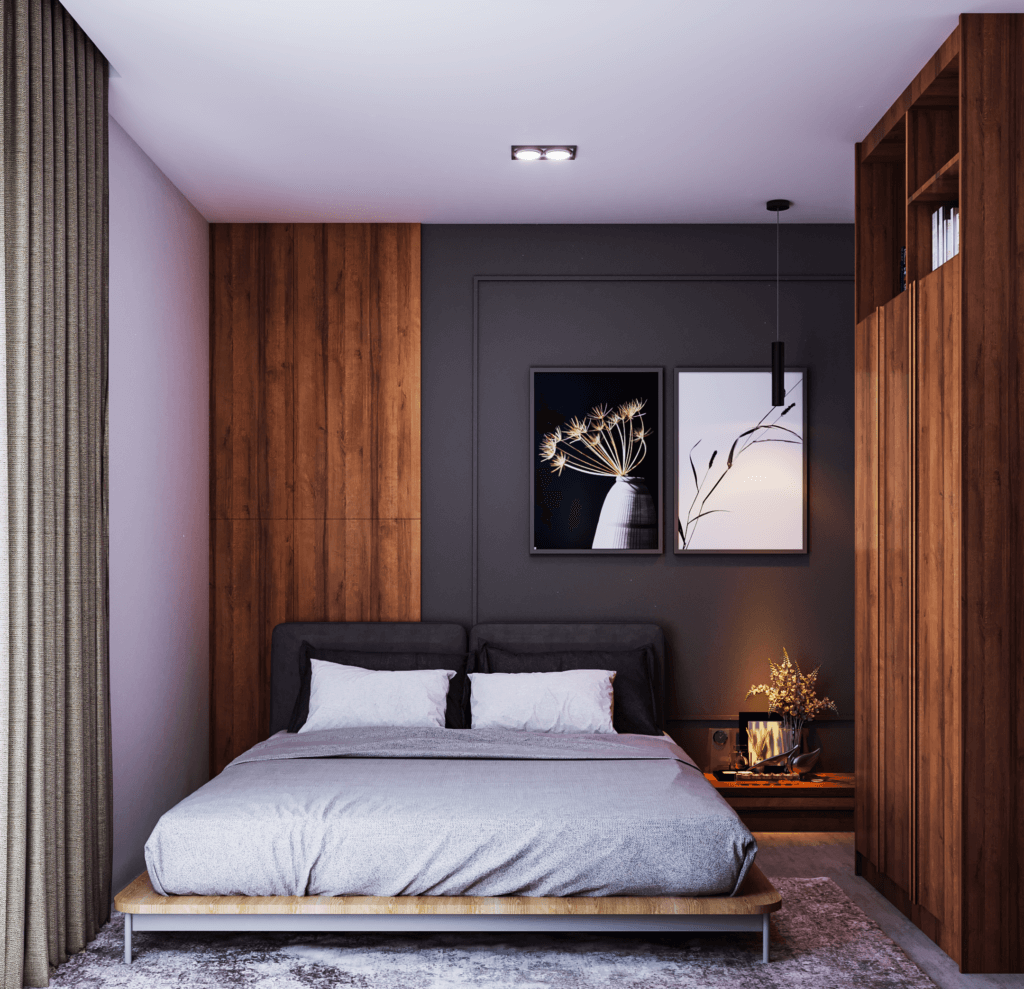 desain kamar tidur di modern industrial house