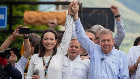 María Corina Machado, líder de la oposición venezolana y Edmundo González Urrutia, abanderado de la PUD en las presidenciales de Venezuela - Foto: EFE