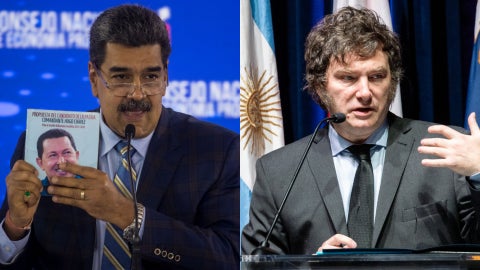 Nicolás Maduro, jefe del régimen venezolano / Javier Milei, presidente de Argentina - Fotos: EFE