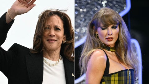 Kamala Harris, vicepresidenta y candidata presidencial de los EE. UU., y la cantante Taylor Swift - Fotos AFP