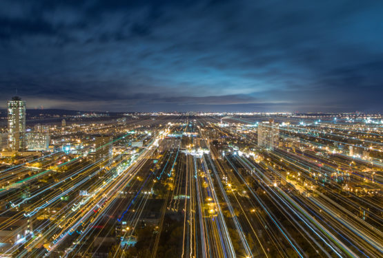 high speed highway at night