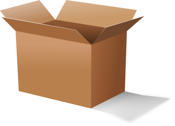 An open cardboard box