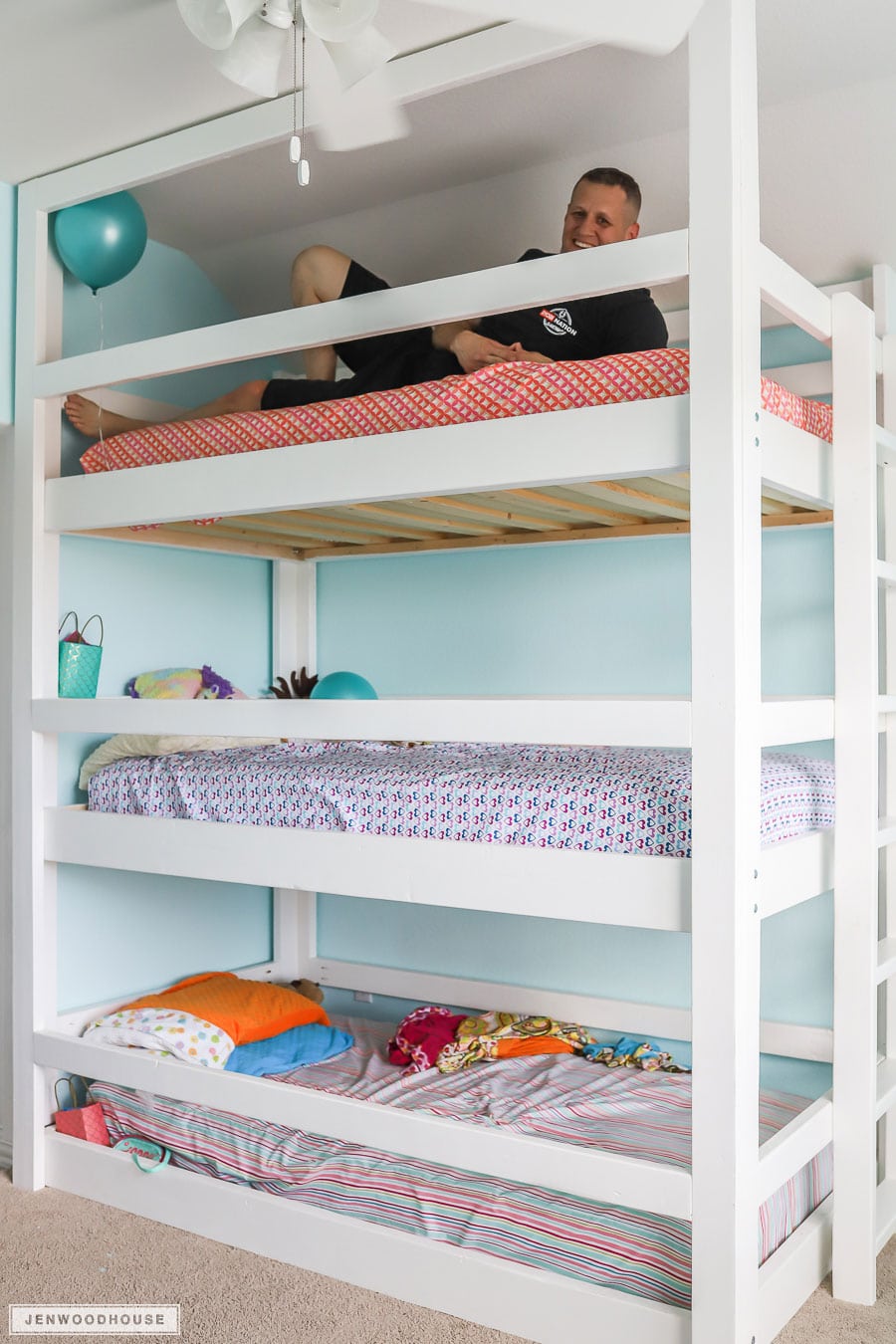 Strength test for the DIY triple bunk beds