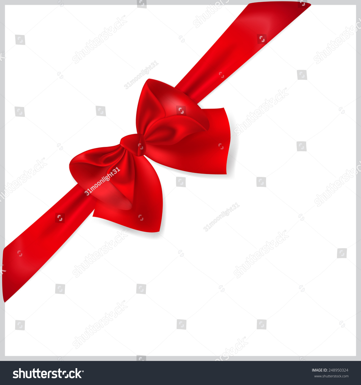 Beautiful Red Bow Diagonally Ribbon Stock Illustration 248950324 ...