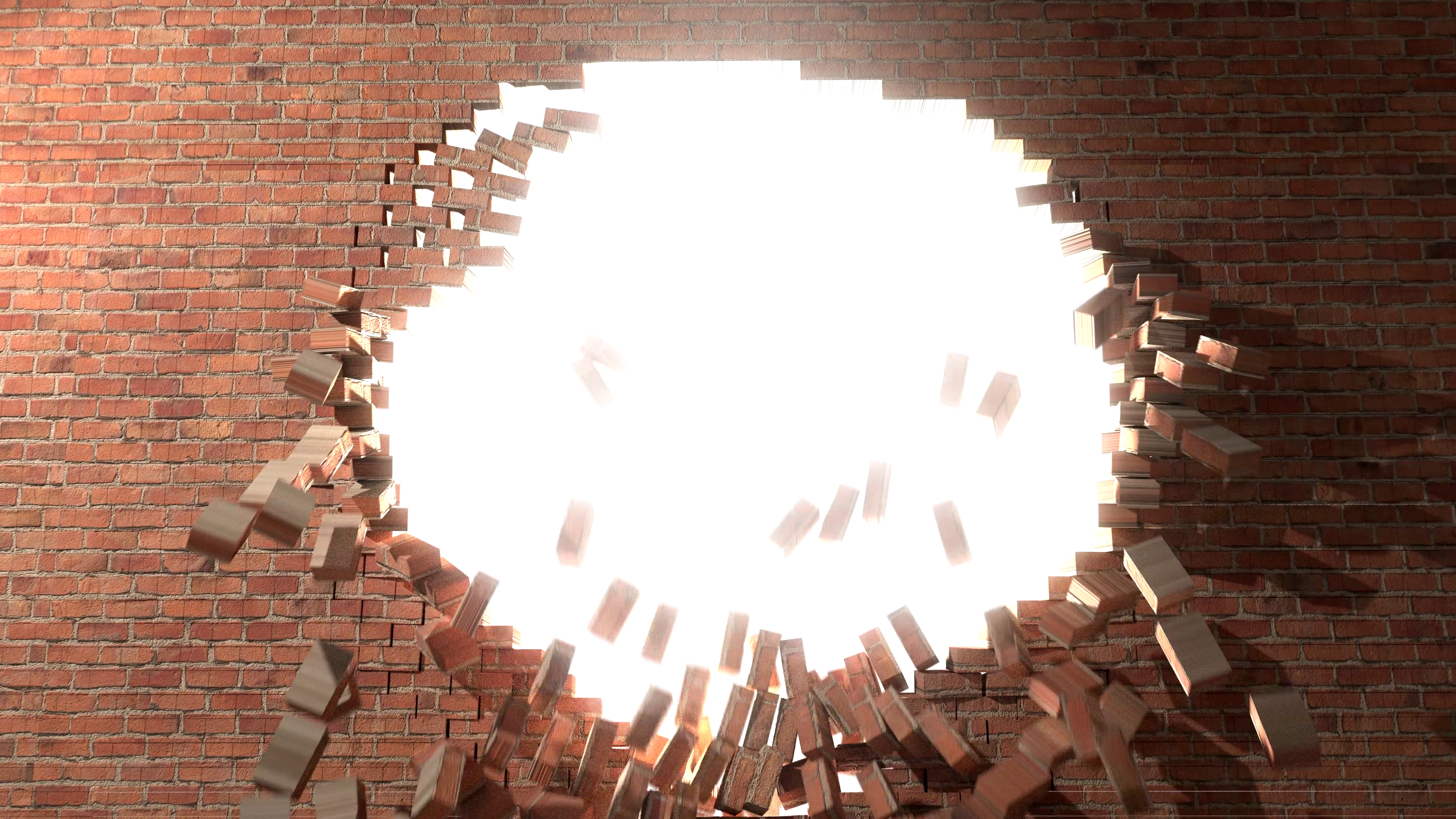 Brick wall break through demolish smash escape to white light 2 ...