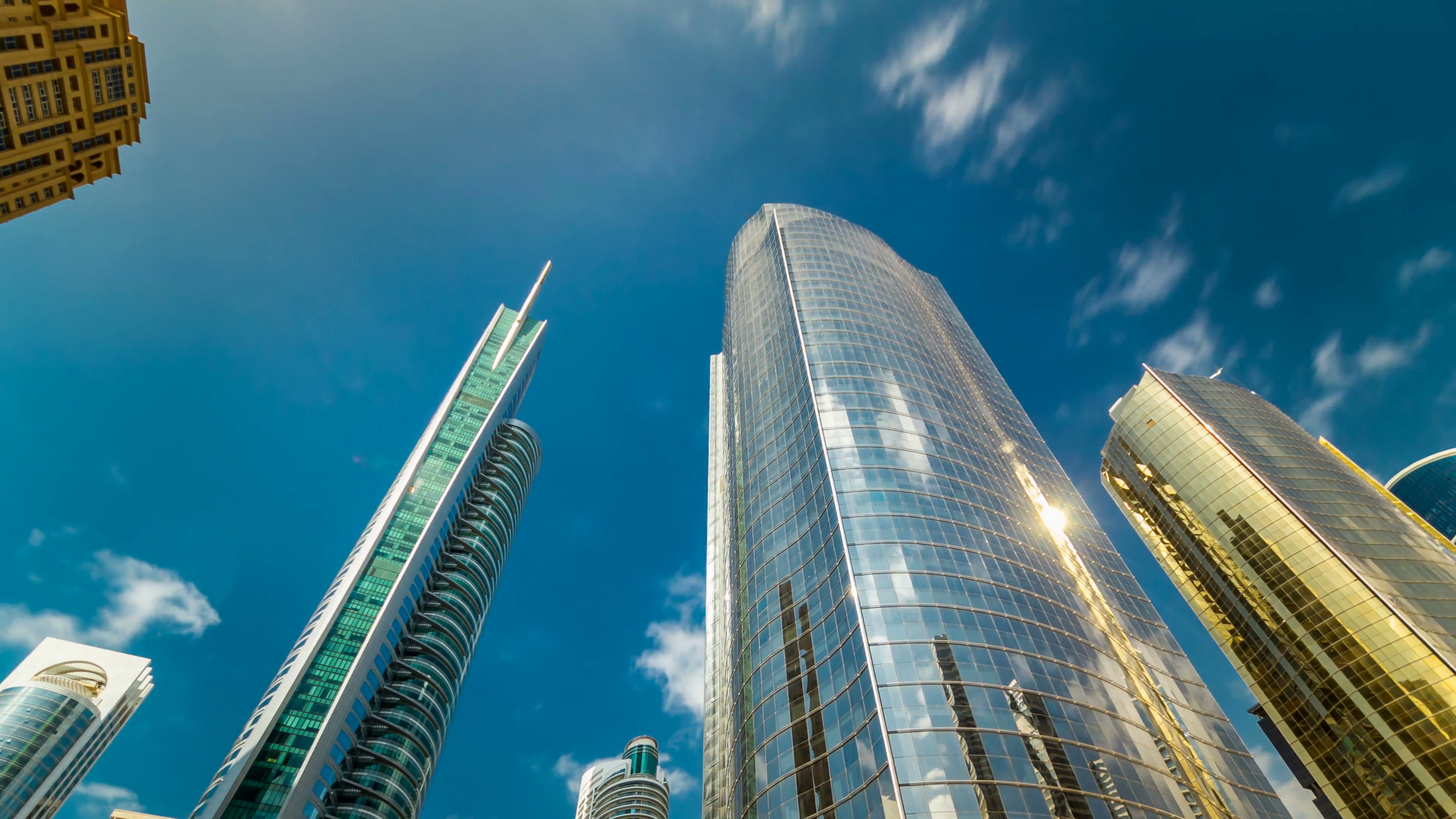 underside panoramic and perspective view to steel glass high rise ...