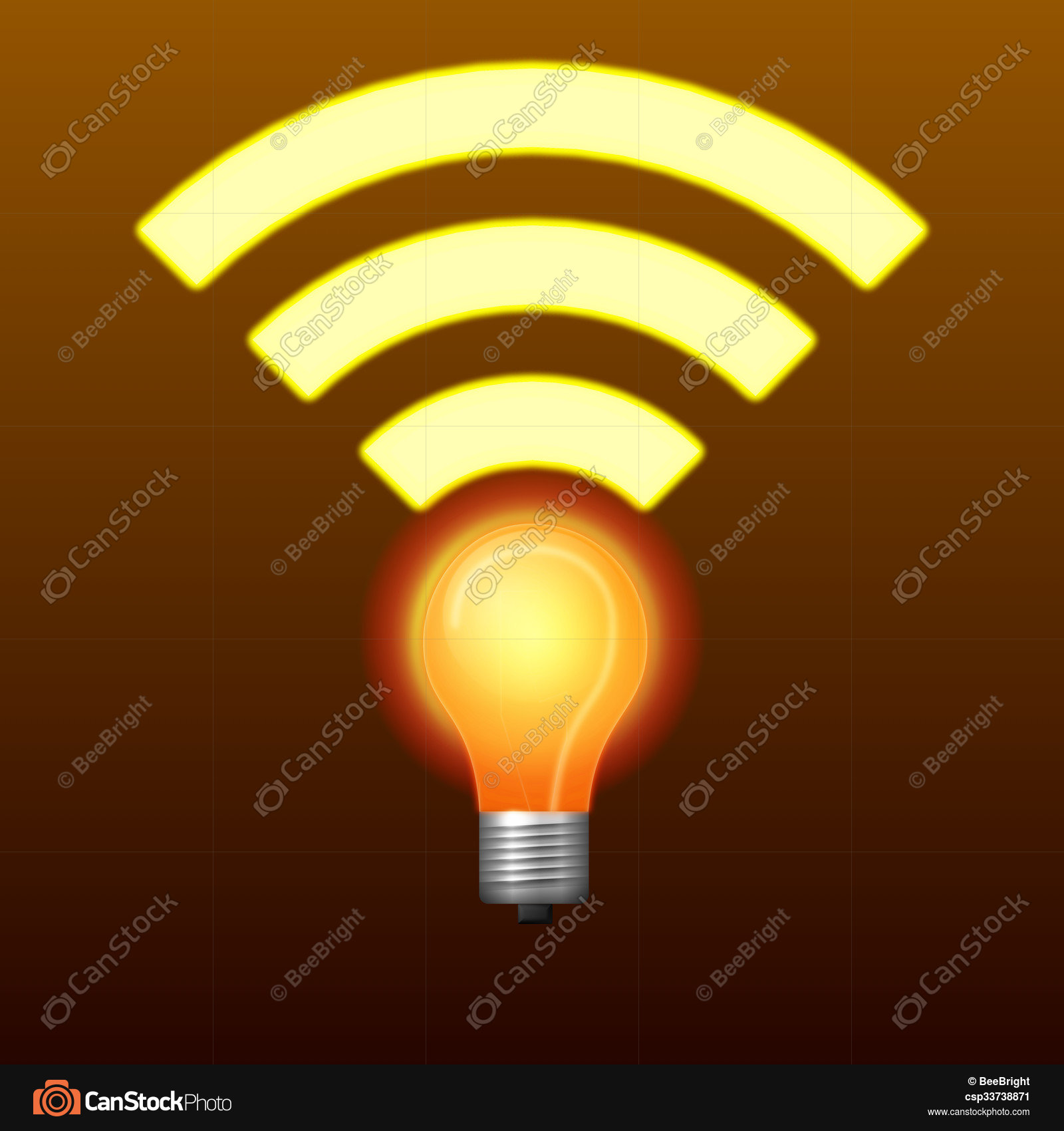 Lifi symbol with bulb. Lifi symbol with glowing bulb... stock ...