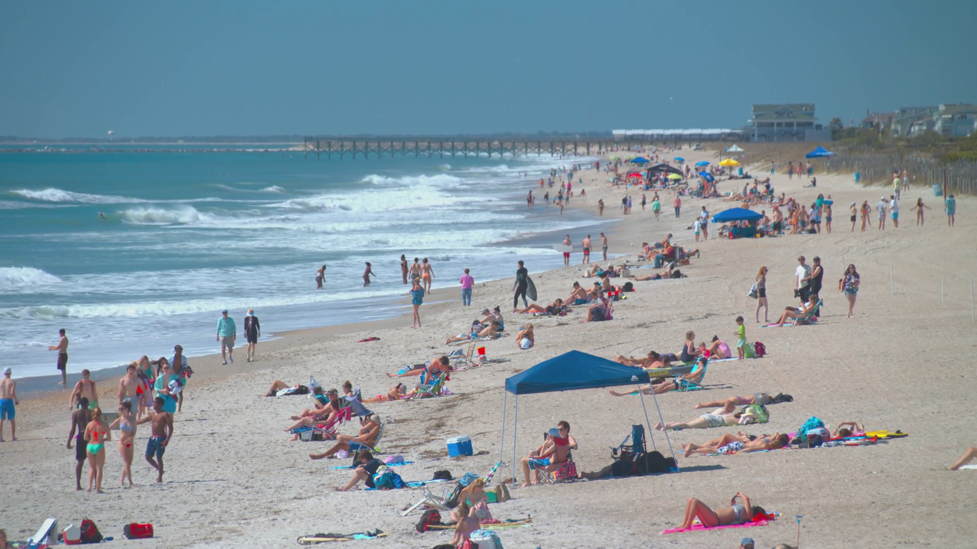 Wilmington NC Hot Wrightsville Beach Day Scene with People Enjoying ...