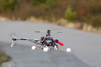 Drone flying over road