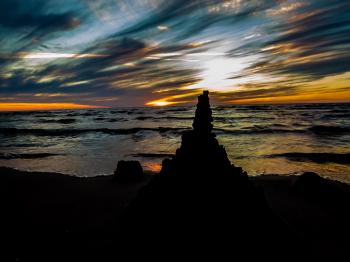 Sand castle silhouette