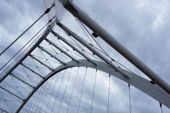 Worm's Eye View of Grey Steel Bridge