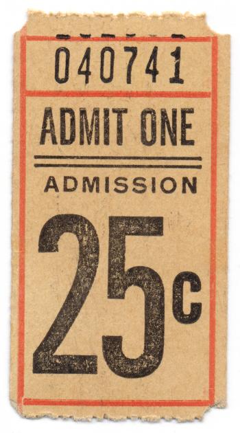 Vintage Admission Ticket - Front Side