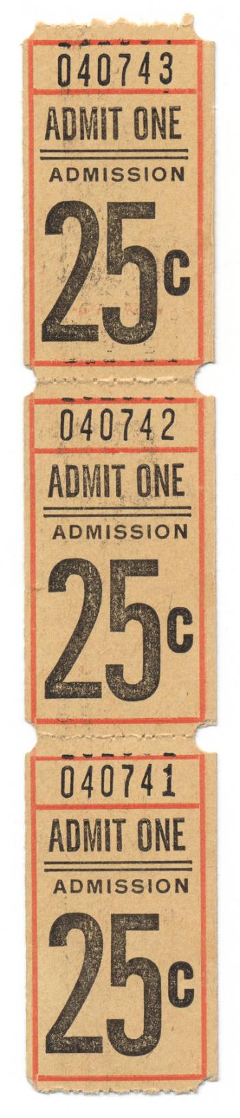 Vintage Admit One Ticket x3