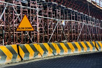 Yellow And Black Road Concrete Barrier