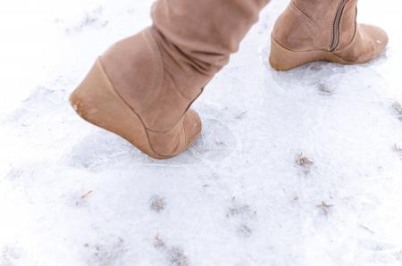 Human Steps on Frosted Ground