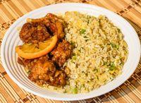 Egg Fried Rice With Orange Chicken