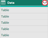 Screenshot of Power BI showing a data table made up of other tables each called 'Table'. In the upper right corner of the image is the button you click to drill down into the embedded tables.